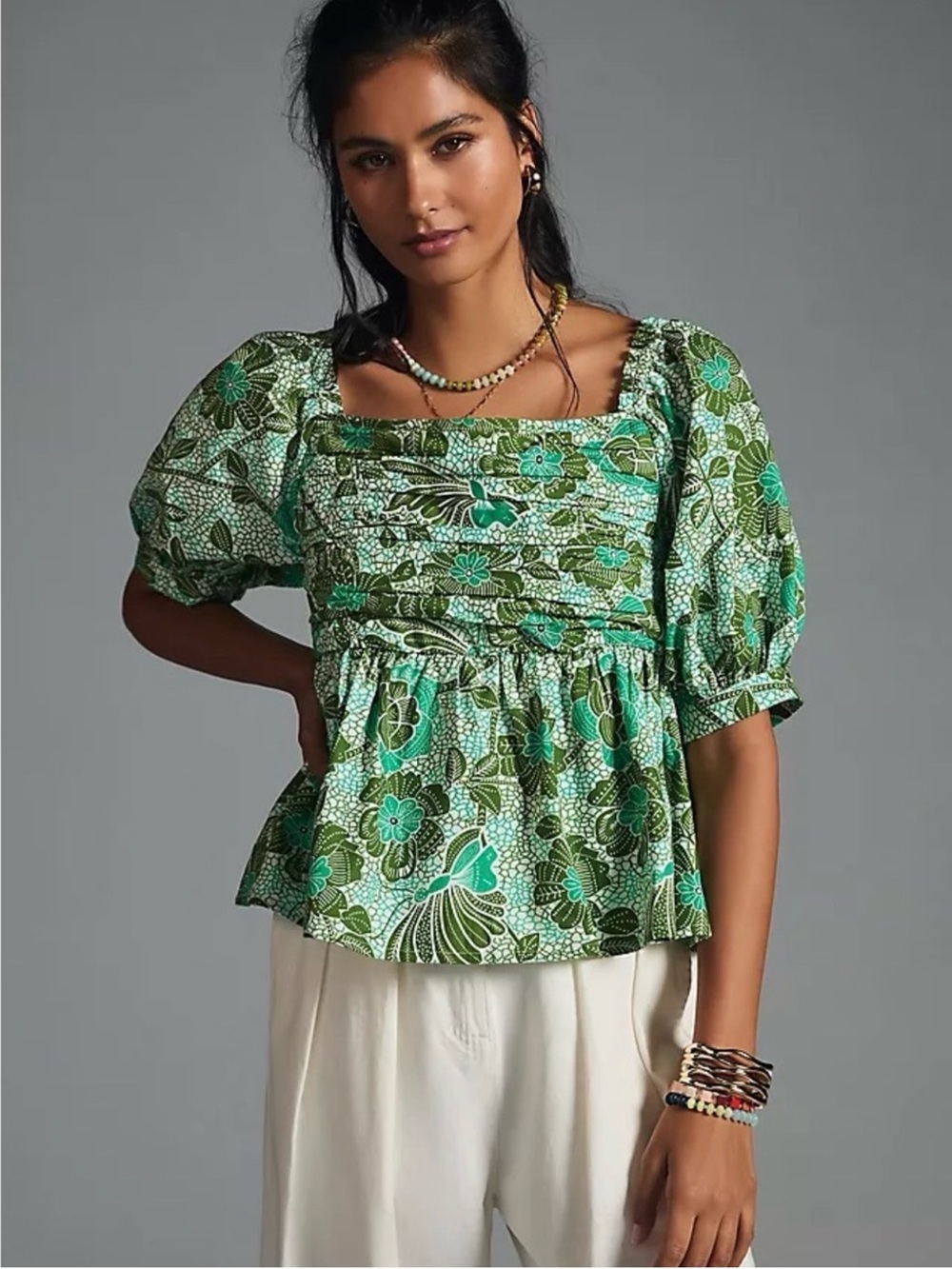 Anthropologie Nikasha Babydoll poplin blouse/ top